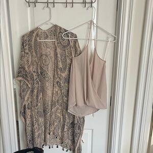 Naked Zebra Blush Pink Cami and Paisley Kimono Set